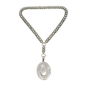 Victorian Sterling Silver Large Locket & Collar Necklace Antique 1879 Birmingham