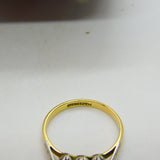 Victorian 18ct Yellow Gold & Three-Stone Diamond Ring Antique c1900