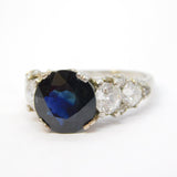 Platinum, 3.5ct Brilliant Cut Sapphire & 1.1ct Diamond Engagement Ring Antique c1930