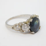 Platinum, 3.5ct Brilliant Cut Sapphire & 1.1ct Diamond Engagement Ring Antique c1930