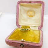 9ct Yellow Gold, Emerald & Diamond Crossover Band Ring Vintage c1980 Sheffield