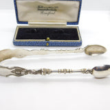 Elkington & Co. Victorian Sterling Silver Madonna Sugar Tongs Antique 1880 Birmingham