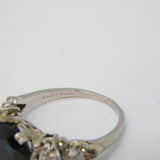 Platinum, 3.5ct Brilliant Cut Sapphire & 1.1ct Diamond Engagement Ring Antique c1930