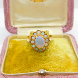 Early Victorian 14ct Gold & Water Opal Floral Cluster Ring c1860 Antique
