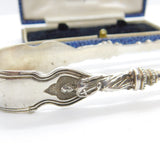 Elkington & Co. Victorian Sterling Silver Madonna Sugar Tongs Antique 1880 Birmingham