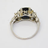 Platinum, 3.5ct Brilliant Cut Sapphire & 1.1ct Diamond Engagement Ring Antique c1930