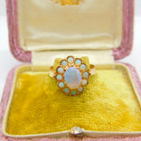 Early Victorian 14ct Gold & Water Opal Floral Cluster Ring c1860 Antique