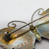 Edwardian Sterling Silver Guilloche Enamel Butterfly Brooch Antique c1910