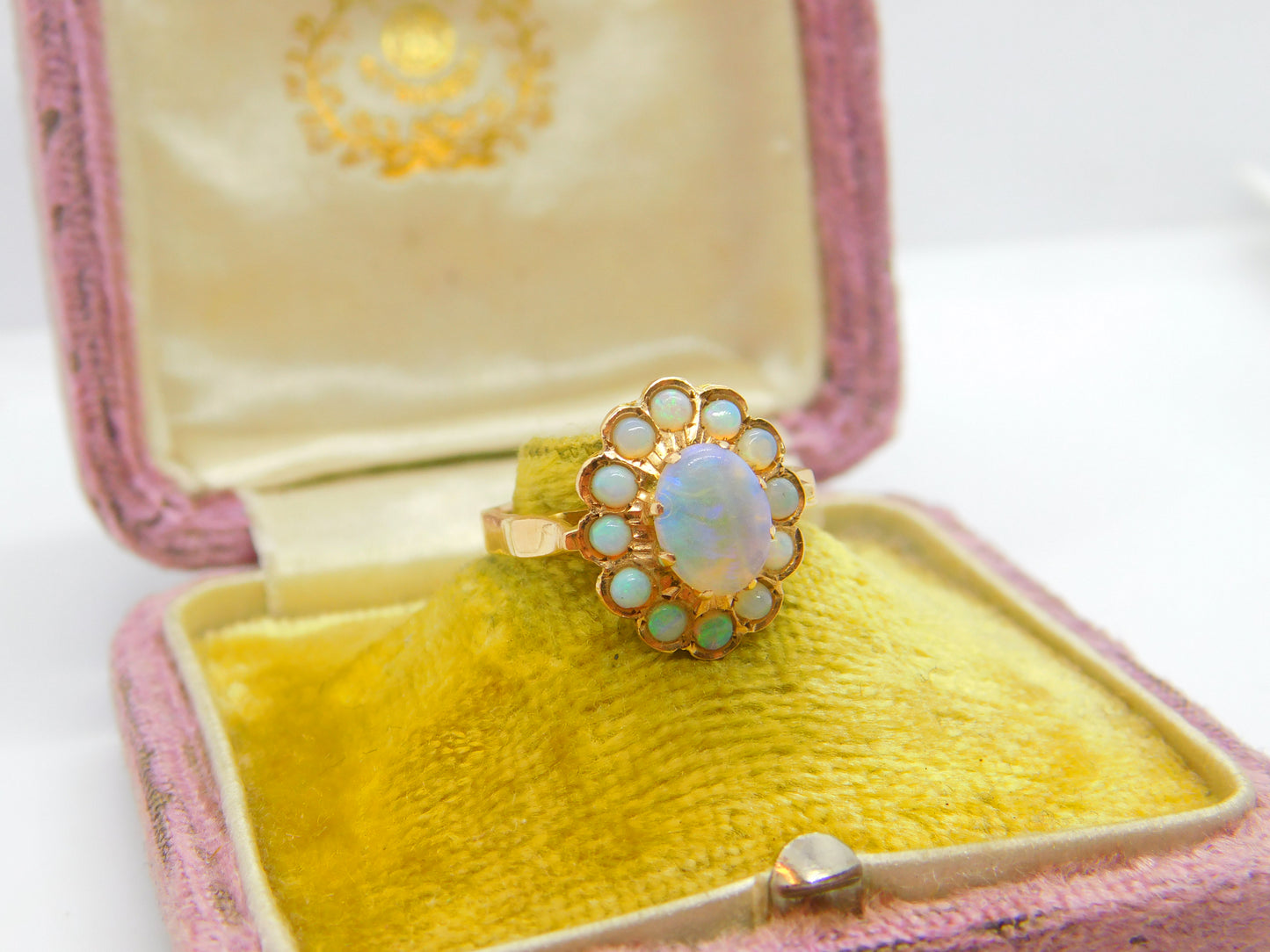 Early Victorian 14ct Gold & Water Opal Floral Cluster Ring c1860 Antique