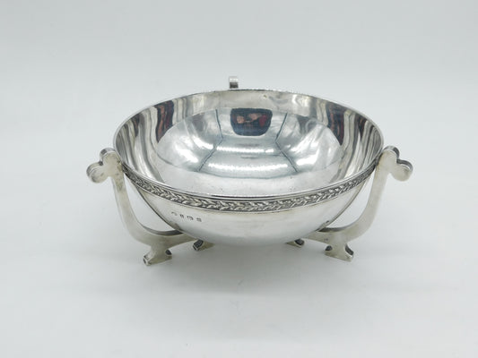 George V Large Sterling Silver Viking Style Fruit Bowl Antique 1922 Birmingham