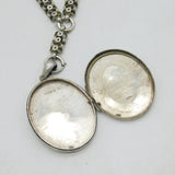 Victorian Sterling Silver Large Locket & Collar Necklace Antique 1879 Birmingham