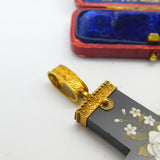 Large Victorian 18ct Gold Daisy Flower Pietra Dura Cross Pendant c1860 AF