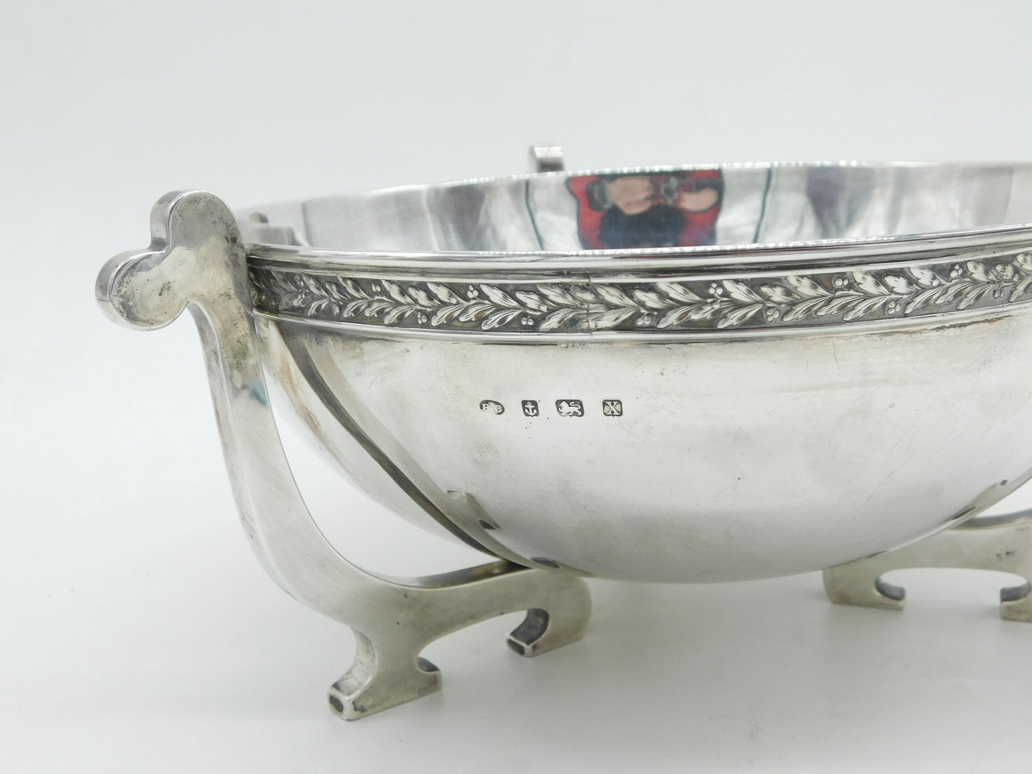 George V Large Sterling Silver Viking Style Fruit Bowl Antique 1922 Birmingham