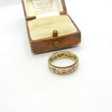 9ct Two Tone Gold, Ruby & Spinel Set Full Eternity Ring Vintage 1973 London