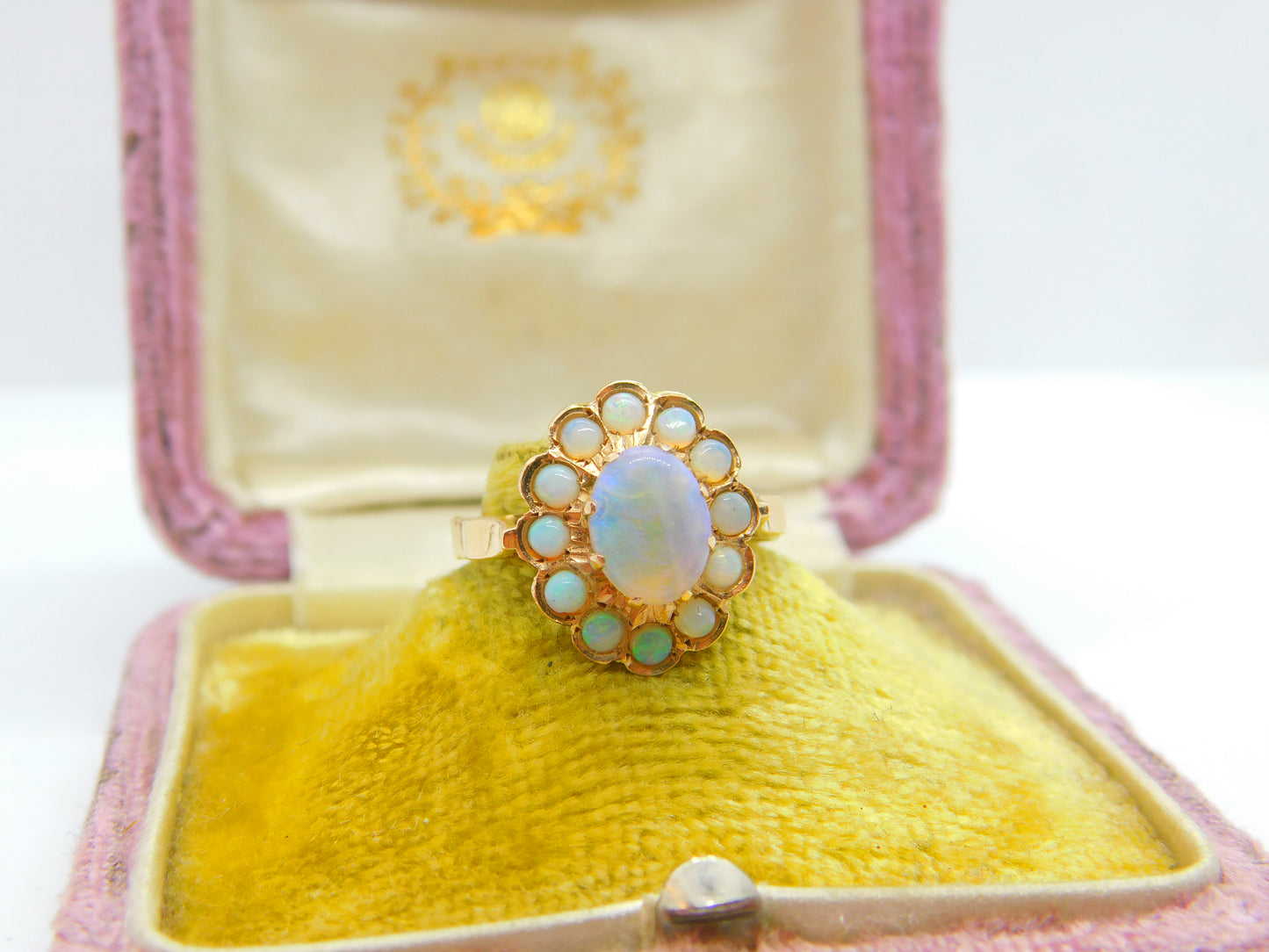 Early Victorian 14ct Gold & Water Opal Floral Cluster Ring c1860 Antique