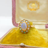 Early Victorian 14ct Gold & Water Opal Floral Cluster Ring c1860 Antique
