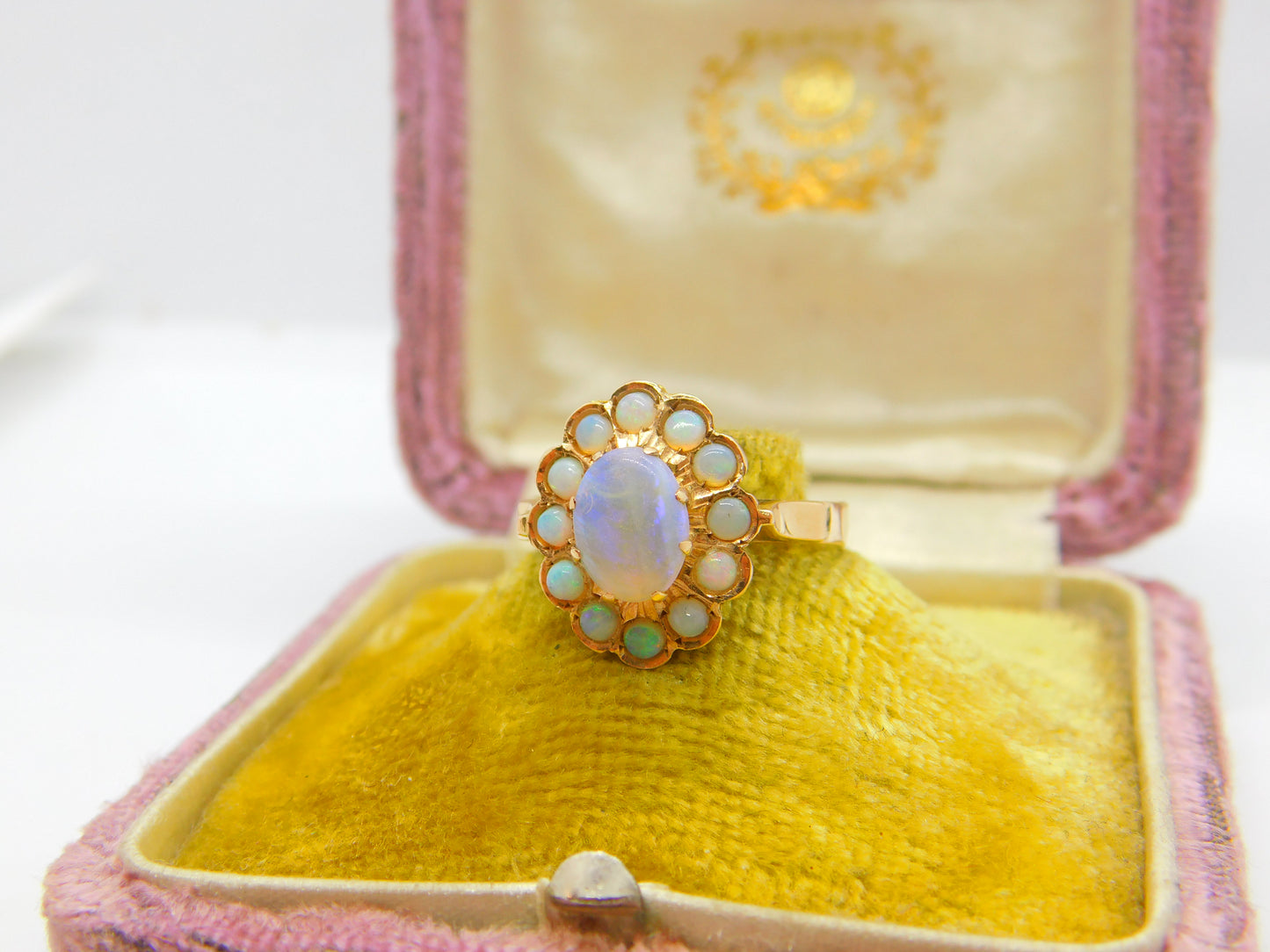 Early Victorian 14ct Gold & Water Opal Floral Cluster Ring c1860 Antique