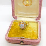 Early Victorian 14ct Gold & Water Opal Floral Cluster Ring c1860 Antique