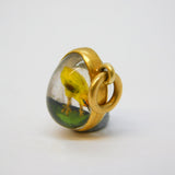 Victorian 15ct Gold Mounted Carved Essex Crystal Chick in Egg Pendant Antique c1860