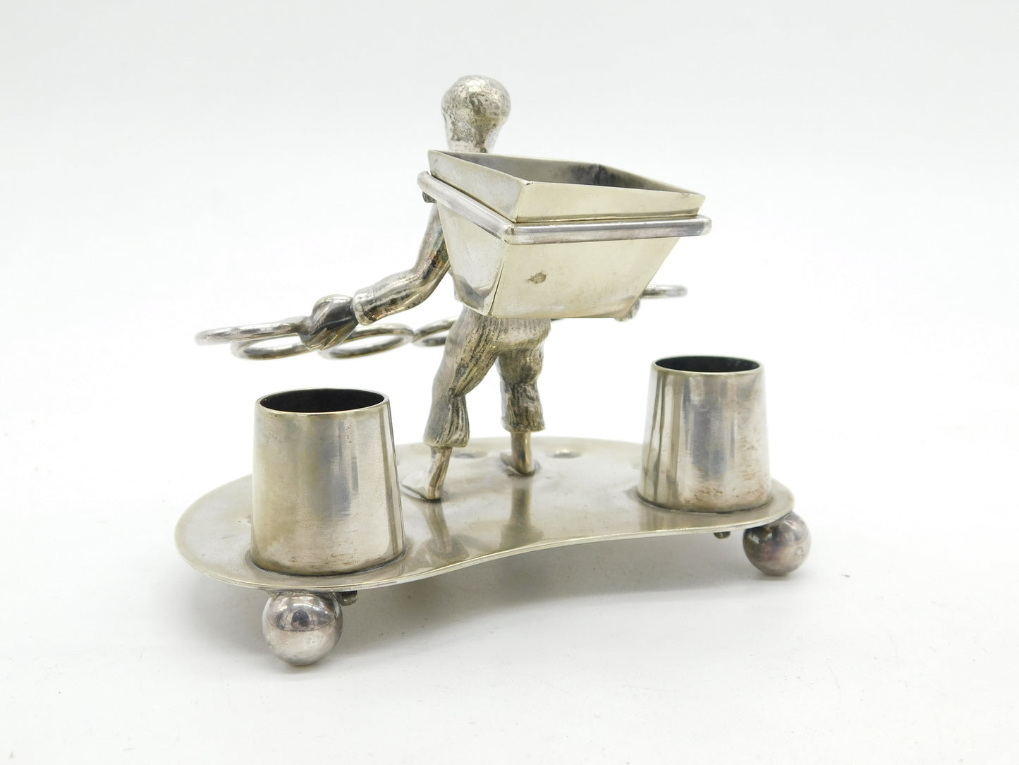 Victorian Novelty Silver Plated Circus Performer or Seller Cigar Stand c1890