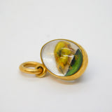 Victorian 15ct Gold Mounted Carved Essex Crystal Chick in Egg Pendant Antique c1860