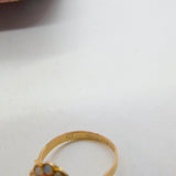 Early Victorian 14ct Gold & Water Opal Floral Cluster Ring c1860 Antique