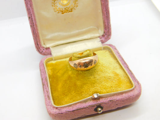 Edwardian 9ct Gold & Diamond Set Boat Ring Antique 1904 Birmingham