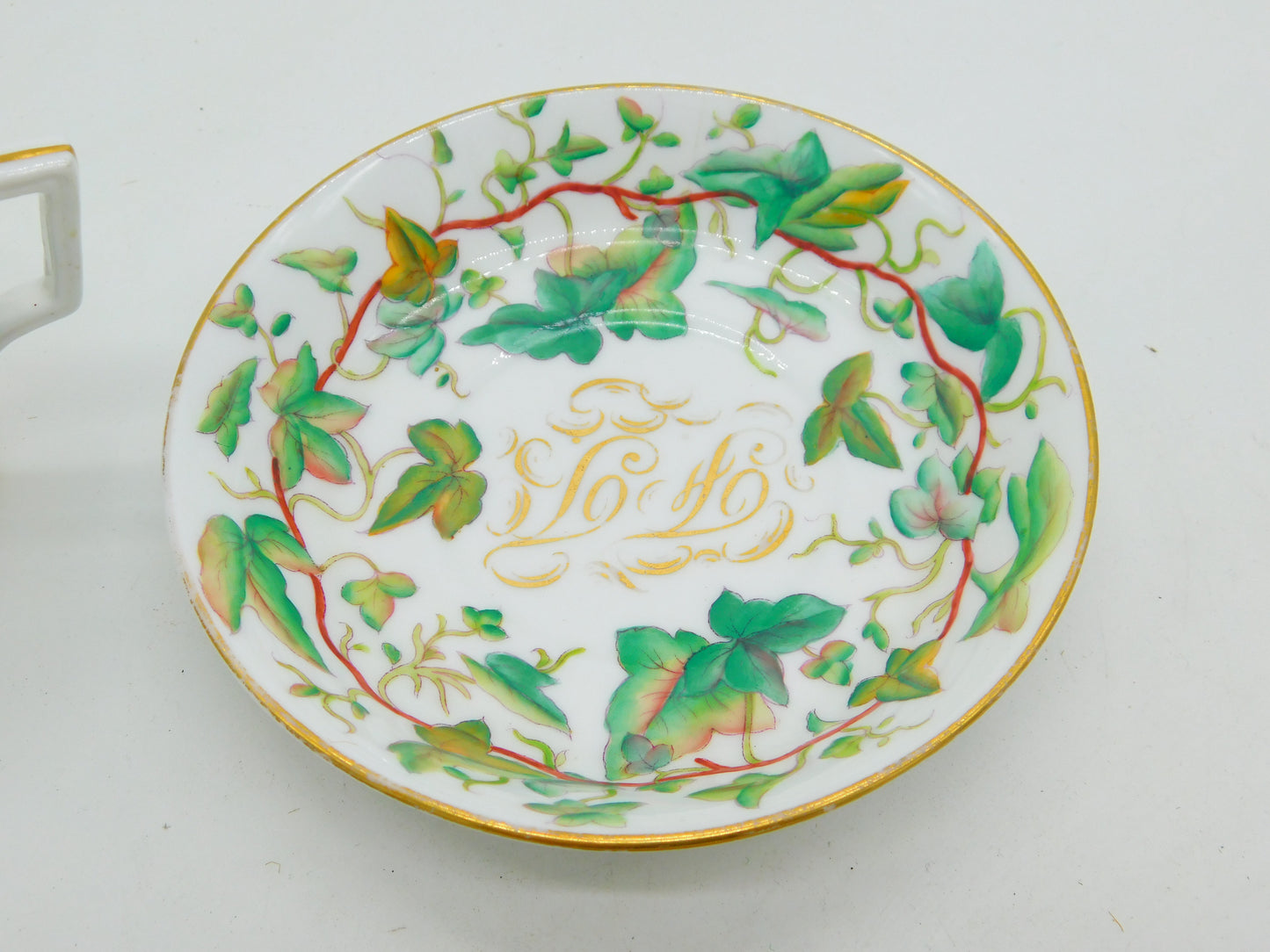 Victorian Painted China Tea Cup & Saucer Presentation to Mrs Tickelpenny 1882