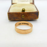 Edwardian 9ct Rose Gold Minimal Wedding Band Ring Antique 1910 Birmingham