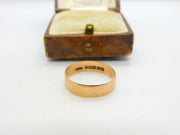 Edwardian 9ct Rose Gold Minimal Wedding Band Ring Antique 1910 Birmingham
