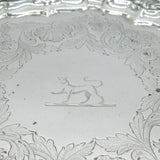 George III Sterling Silver Tiger Crest Salver Dish Antique 1782 London