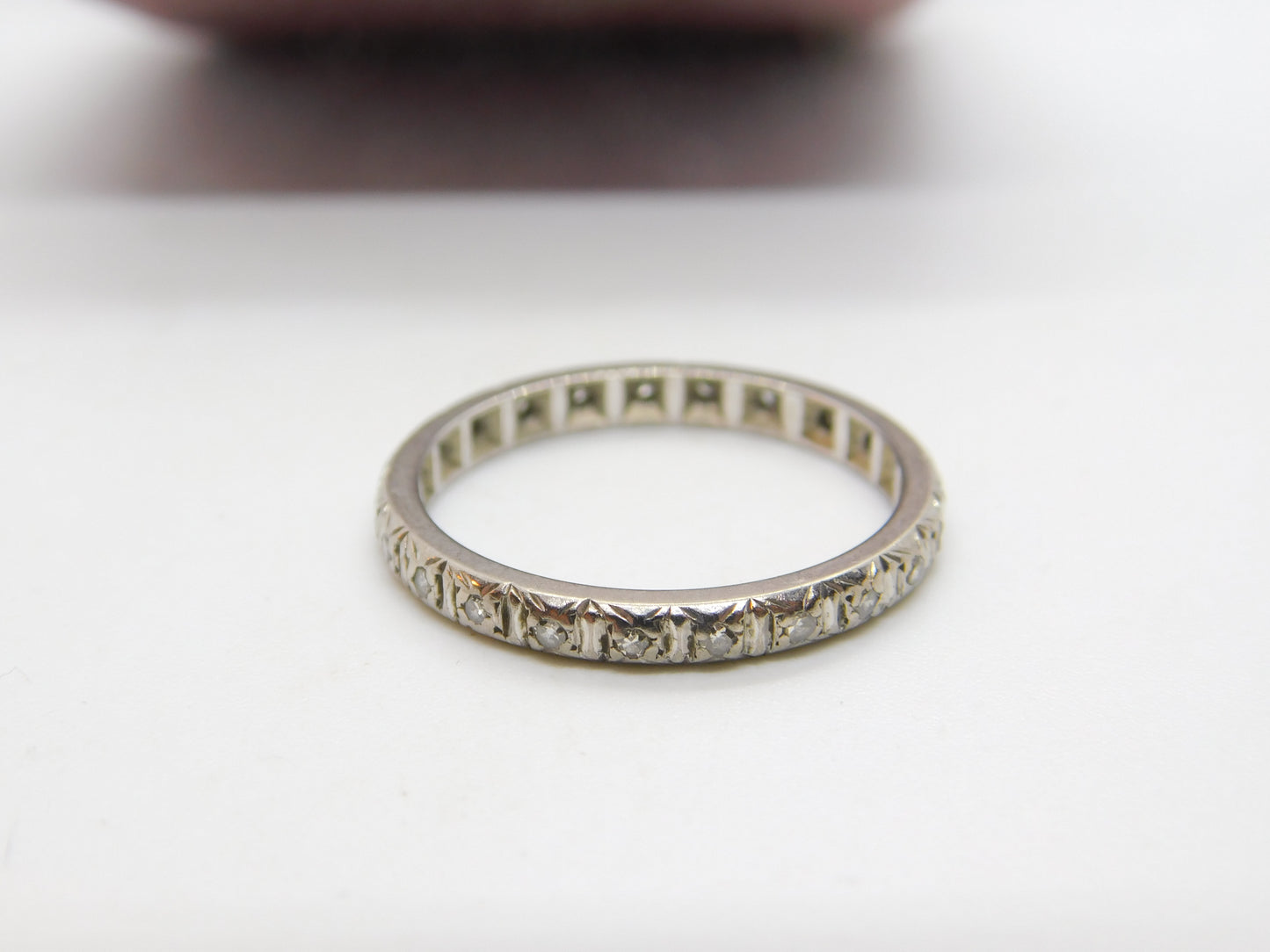 18ct White Gold & Natural Diamond Set Full Eternity Ring Antique c1920 Art Deco