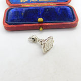 Victorian Sterling Silver Floral Sweetheart Fob Seal Intaglio Pendant c1860