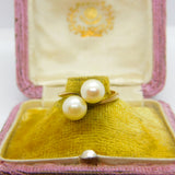 Austrian 14ct Yellow Gold & Pearl Set Crossover Ring Antique c1920 Art Deco