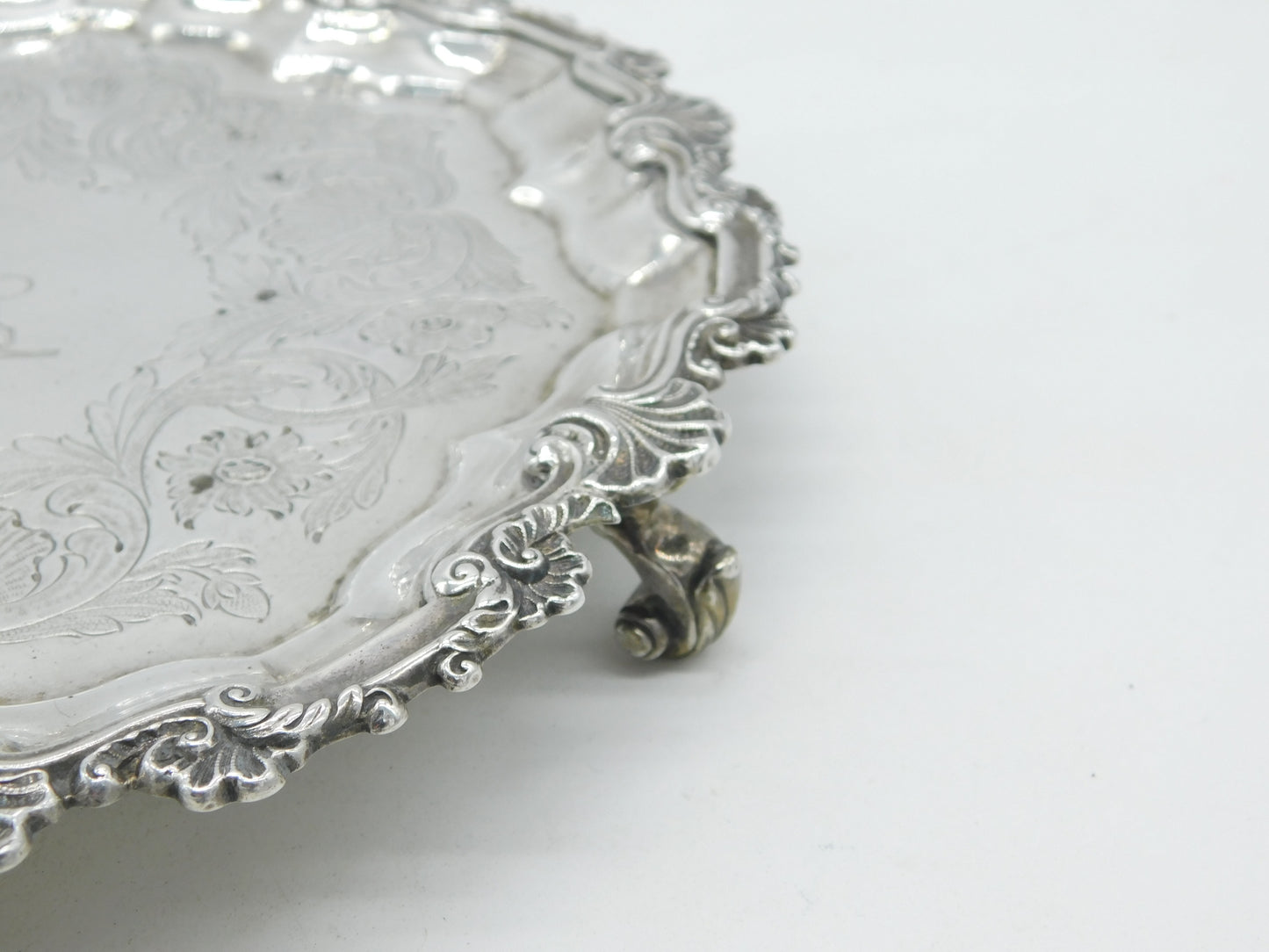George III Sterling Silver Tiger Crest Salver Dish Antique 1782 London