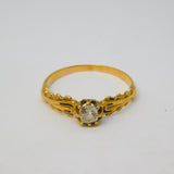 Victorian 18ct Yellow Gold Old-Cut 0.2ct Diamond Mourning Ring Antique c1840