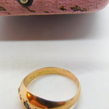 Edwardian 9ct Gold & Diamond Set Boat Ring Antique 1904 Birmingham