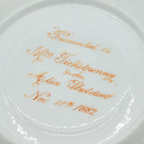 Victorian Painted China Tea Cup & Saucer Presentation to Mrs Tickelpenny 1882