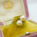 Austrian 14ct Yellow Gold & Pearl Set Crossover Ring Antique c1920 Art Deco