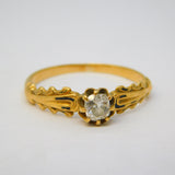 Victorian 18ct Yellow Gold Old-Cut 0.2ct Diamond Mourning Ring Antique c1840