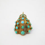 Victorian 18ct Yellow Gold, Turquoise, Hair Set Seashell Form Mourning Pendant c1840