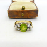 18ct Yellow Gold, Peridot & Pearl Set Dress Ring Antique c1920 Art Deco