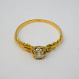 Victorian 18ct Yellow Gold Old-Cut 0.2ct Diamond Mourning Ring Antique c1840