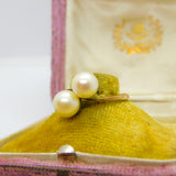 Austrian 14ct Yellow Gold & Pearl Set Crossover Ring Antique c1920 Art Deco