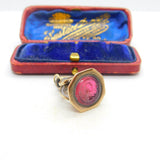 Victorian Pinchbeck & Carved Carnelian Glass Intaglio Fob Seal c1840 Antique