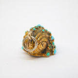 Victorian 18ct Yellow Gold, Turquoise, Hair Set Seashell Form Mourning Pendant c1840
