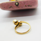 Austrian 14ct Yellow Gold & Pearl Set Crossover Ring Antique c1920 Art Deco