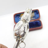 Edwardian Sterling Silver 'Peter Rabbit' Novelty Baby Rattle Antique c1910