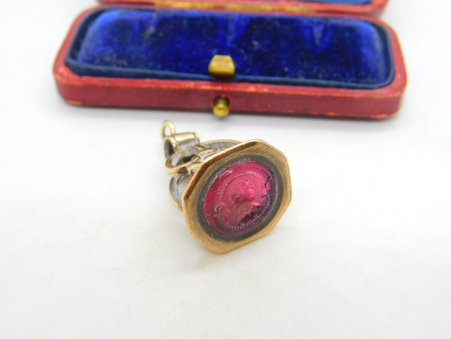 Victorian Pinchbeck & Carved Carnelian Glass Intaglio Fob Seal c1840 Antique