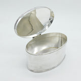 Large Sterling Silver Oval Form Tea Caddy Box Antique 1932 Sheffield Atkin Bros